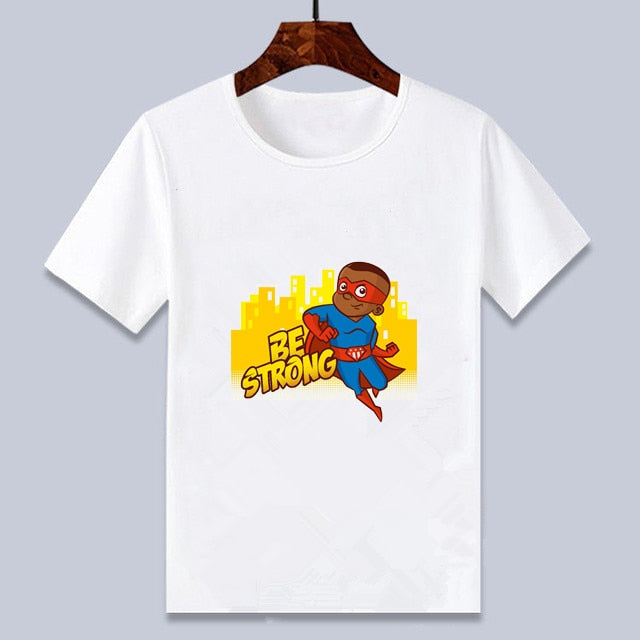 Young Black Boy T-shirt - Be Strong Super Hero Design