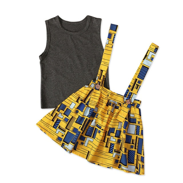 Girl's Yellow Geometric Detail Outfit - Dress Also Available