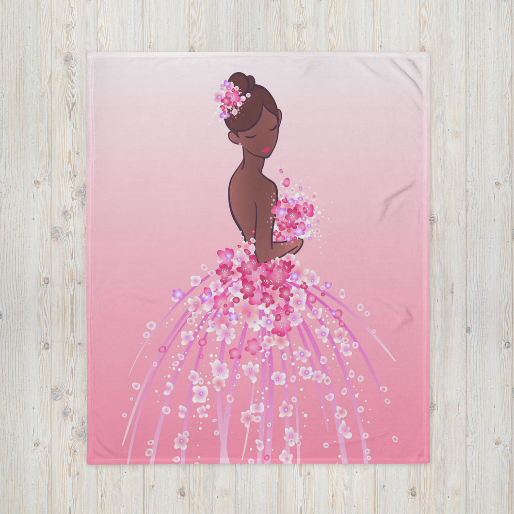 EXCLUSIVE - Pink Nubian Flower Girl Throw Blanket - FAST UK DELIVERY
