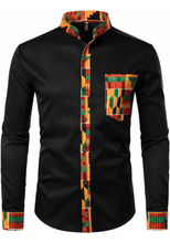 Load image into Gallery viewer, Men&#39;s Shirt with Dashiki Print Detail - Various Colours Available
