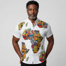 Load image into Gallery viewer, Men's Africa Map Shirt in White - Available in Sizes S - 5XL
