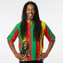 Load image into Gallery viewer, Bob Marley - Red Yellow and Green - Bamboo/Linen Shirt - Available in Sizes S - 5XL
