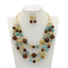 Load image into Gallery viewer, Multi-layered Beaded Necklace and Earrings Set - Available in Jade, Red, Black, Purple, Blue
