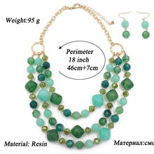 Load image into Gallery viewer, Multi-layered Beaded Necklace and Earrings Set - Available in Jade, Red, Black, Purple, Blue
