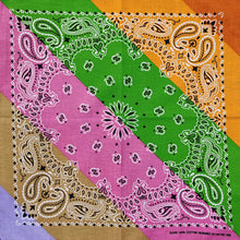 Load image into Gallery viewer, 100% Cotton Bandana - In Green, Purple and Blue Gradient
