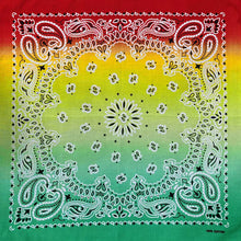 Load image into Gallery viewer, 100% Cotton Bandana - In Green, Blue and Red Tie Dyed
