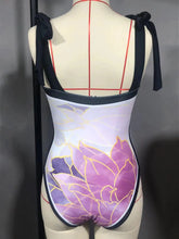 Load image into Gallery viewer, Two Piece Swimming Costume and Sarong Set - Gold and Black
