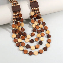 Load image into Gallery viewer, Earth Tones Multi-Layered Wooden Beaded Necklace
