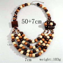 Load image into Gallery viewer, Wooden Beaded Statement Necklace
