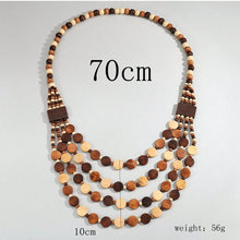 Load image into Gallery viewer, Earth Tones Multi-Layered Wooden Beaded Necklace
