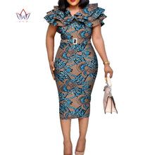 Load image into Gallery viewer, African Print Ruffled Collar Midi Dress - Various Colours Available - Sizes UK 8 - 24
