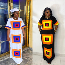 Load image into Gallery viewer, Square Pattern African Dress - Available in Black or White
