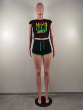 Load image into Gallery viewer, One Love Shorts and Matching Crop Top - Available in UK Sizes 8 - 16
