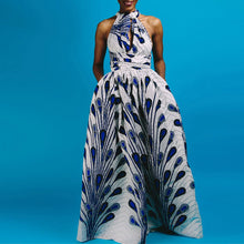 Load image into Gallery viewer, Versatile African Print Dress - White and Blue - Available in UK Sizes 8 - 16
