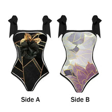 Load image into Gallery viewer, Two Piece Swimming Costume and Sarong Set - Gold and Black
