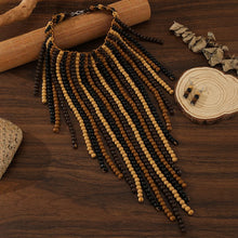 Load image into Gallery viewer, V-shaped Wooden Beaded Necklace and Earrings Set - Available in 3 Colours
