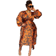 Load image into Gallery viewer, Long-Sleeve V-Neck Ruffled Midi Dress - Available in 2 Colours - UK Sizes 8 - 18
