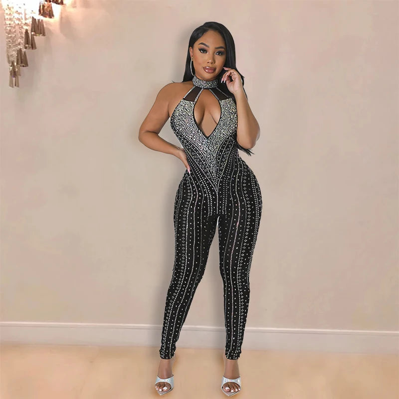 Halter Neck Silver Jumpsuit Uk Leely Women Grey Jumpsuit Glitter