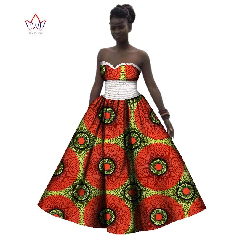 African Print Strapless Cotton Prom Dress - Various Colours Available in UK Sizes 8 - 22