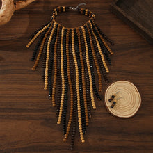 Load image into Gallery viewer, V-shaped Wooden Beaded Necklace and Earrings Set - Available in 3 Colours
