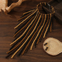 Load image into Gallery viewer, V-shaped Wooden Beaded Necklace and Earrings Set - Available in 3 Colours
