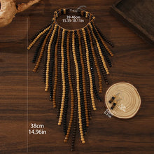 Load image into Gallery viewer, V-shaped Wooden Beaded Necklace and Earrings Set - Available in 3 Colours
