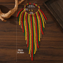 Load image into Gallery viewer, V-shaped Wooden Beaded Necklace and Earrings Set - Available in 3 Colours
