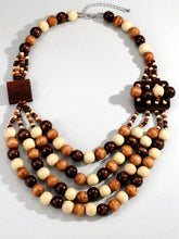 Load image into Gallery viewer, Wooden Beaded Statement Necklace
