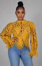 Load image into Gallery viewer, Long Sleeve Hollowed Out Blouse - Various Colours Available in UK Sizes 6 - 16
