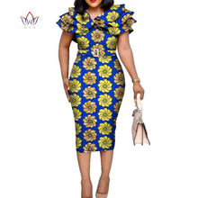 Load image into Gallery viewer, African Print Ruffled Collar Midi Dress - Various Colours Available - Sizes UK 8 - 24
