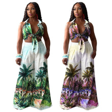 Load image into Gallery viewer, Two Piece Tropical Trouser and Sleeveless Top Set - Available in Two Colours in Sizes S - 2XL
