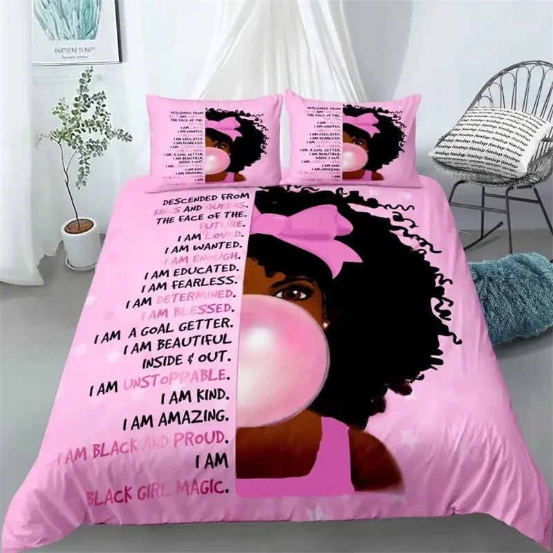 Black Girl Magic Duvet Cover Set E