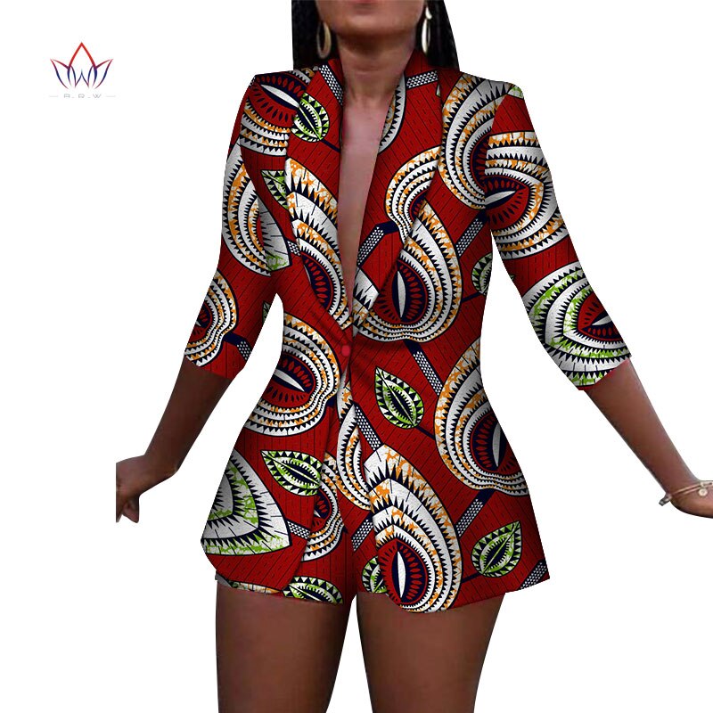 African Print Cotton 2 Piece Shorts and Jacket Suit - Various Colours Available in UK Sizes 8 - 24