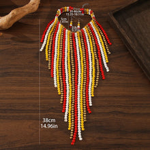 Load image into Gallery viewer, V-shaped Wooden Beaded Necklace and Earrings Set - Available in 3 Colours
