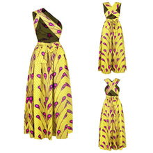 Load image into Gallery viewer, Versatile African Print Dress - Yellow Paisley - Available in UK Sizes 8 - 16
