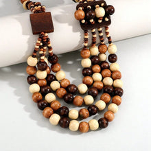 Load image into Gallery viewer, Wooden Beaded Statement Necklace
