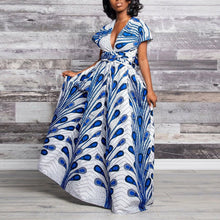 Load image into Gallery viewer, Versatile African Print Dress - White and Blue - Available in UK Sizes 8 - 16
