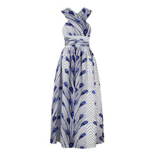 Load image into Gallery viewer, Versatile African Print Dress - White and Blue - Available in UK Sizes 8 - 16
