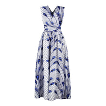 Load image into Gallery viewer, Versatile African Print Dress - White and Blue - Available in UK Sizes 8 - 16
