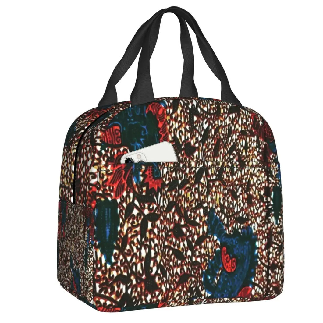 African Print Insulated Lunch Bag - Design Q