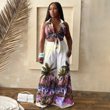 Load image into Gallery viewer, Two Piece Tropical Trouser and Sleeveless Top Set - Available in Two Colours in Sizes S - 2XL
