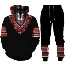 Load image into Gallery viewer, Black and Red - Unisex Dashiki Print Tracksuit - Available in Adult Sizes S - 5XL
