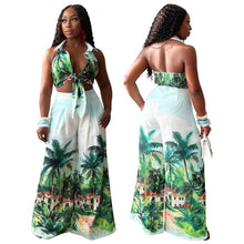 Load image into Gallery viewer, Two Piece Tropical Trouser and Sleeveless Top Set - Available in Two Colours in Sizes S - 2XL
