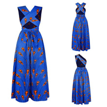 Load image into Gallery viewer, Versatile African Print Dress - Blue Paisley - Available in UK Sizes 8 - 16
