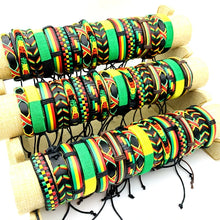 Load image into Gallery viewer, Mix and Match Rasta Colour Unisex Leather Bracelets - Several to Collect
