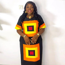 Load image into Gallery viewer, Square Pattern African Dress - Available in Black or White
