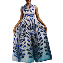 Load image into Gallery viewer, Versatile African Print Dress - White and Blue - Available in UK Sizes 8 - 16
