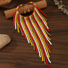 Load image into Gallery viewer, V-shaped Wooden Beaded Necklace and Earrings Set - Available in 3 Colours
