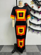 Load image into Gallery viewer, Square Pattern African Dress - Available in Black or White
