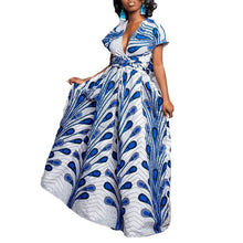 Load image into Gallery viewer, Versatile African Print Dress - White and Blue - Available in UK Sizes 8 - 16
